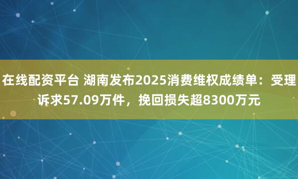 在线配资平台 湖南发布2025消费维权成绩单：受理诉求57.09万件，挽回损失超8300万元